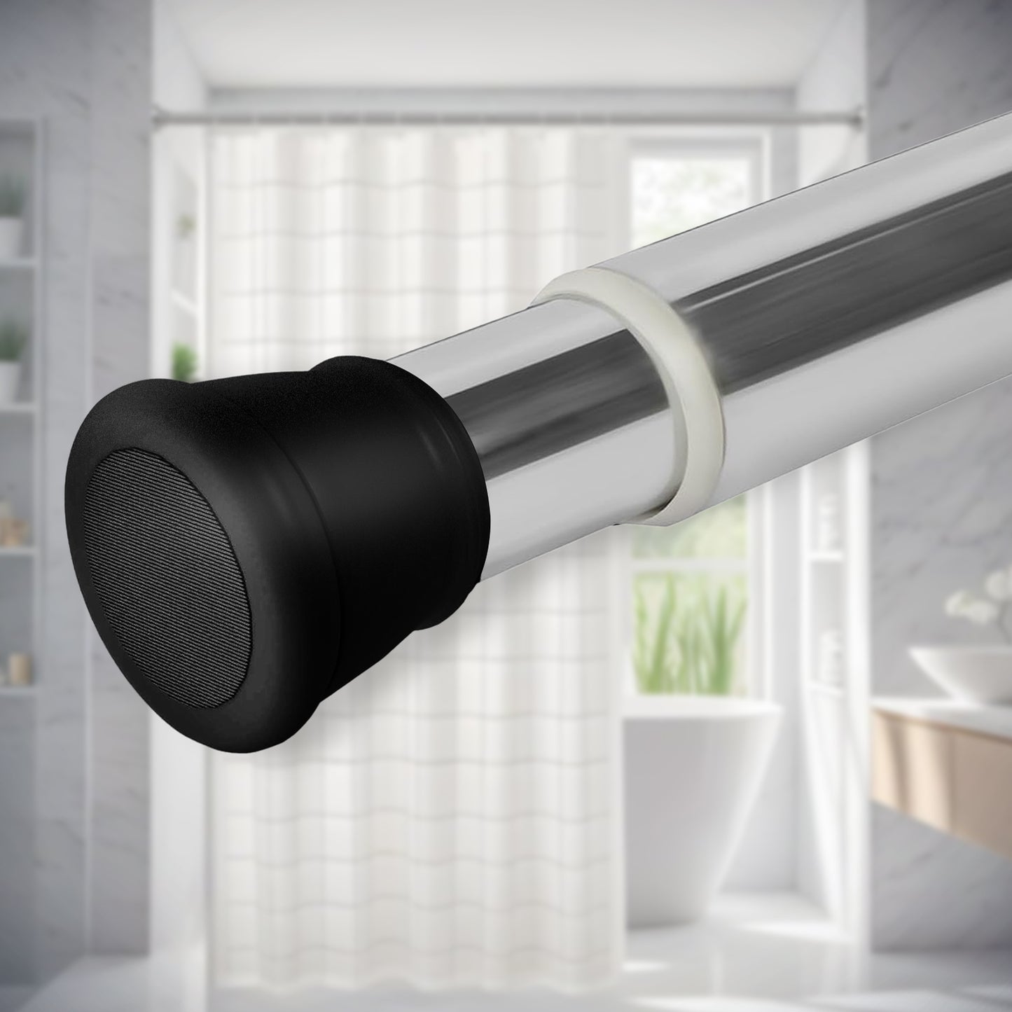 Extendable Shower Curtain Tension Rod Non-Drilling Anti-Skid Spring Pull Rod