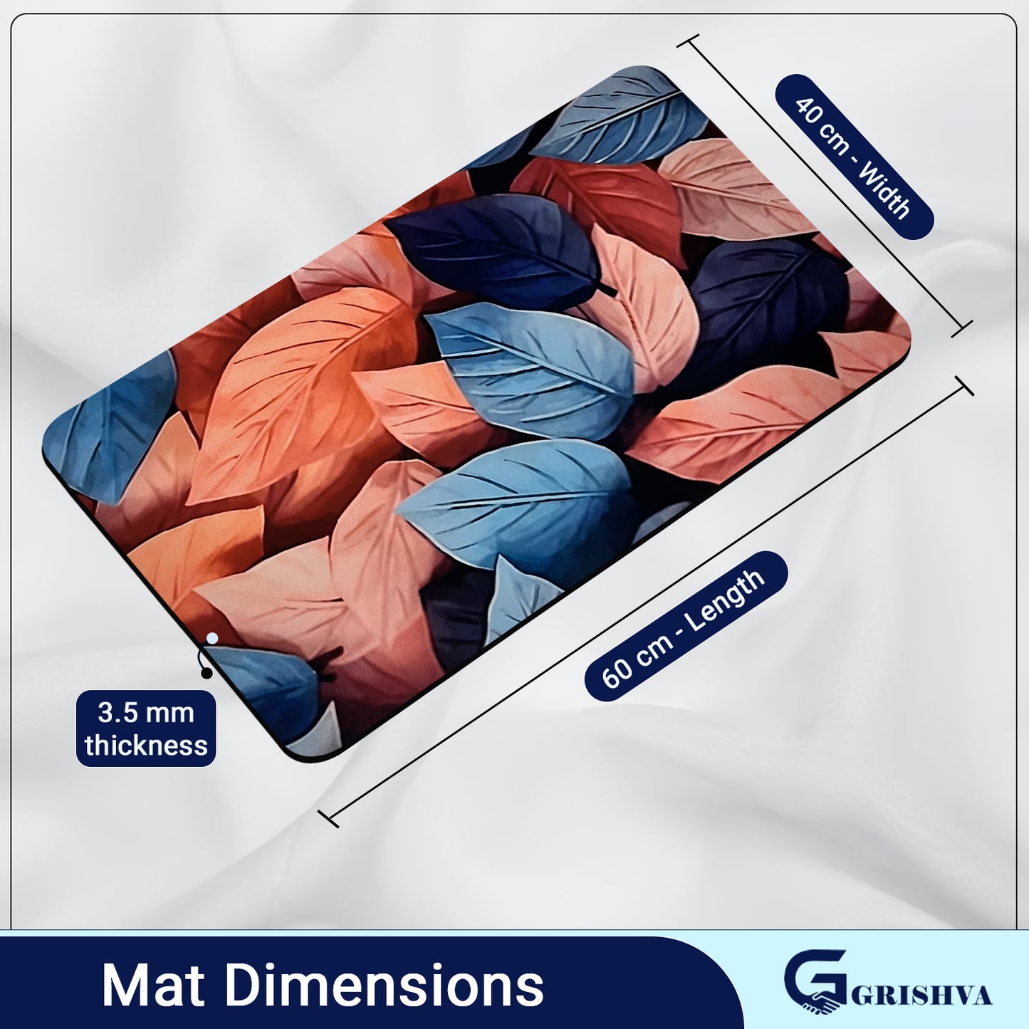 3D Flower Print Bathroom Mat, Water Absorbent Mat (40x60cm) - Pink Leaf