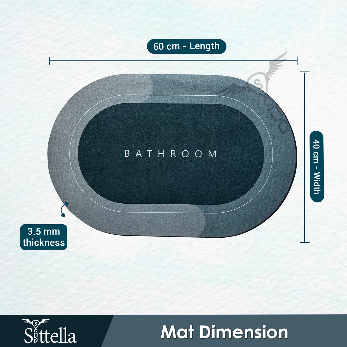 3.5mm Anti-Skid Water Soaking Bathroom Print Door Mat, Water Absorbent Mat (60x40cm, Green)