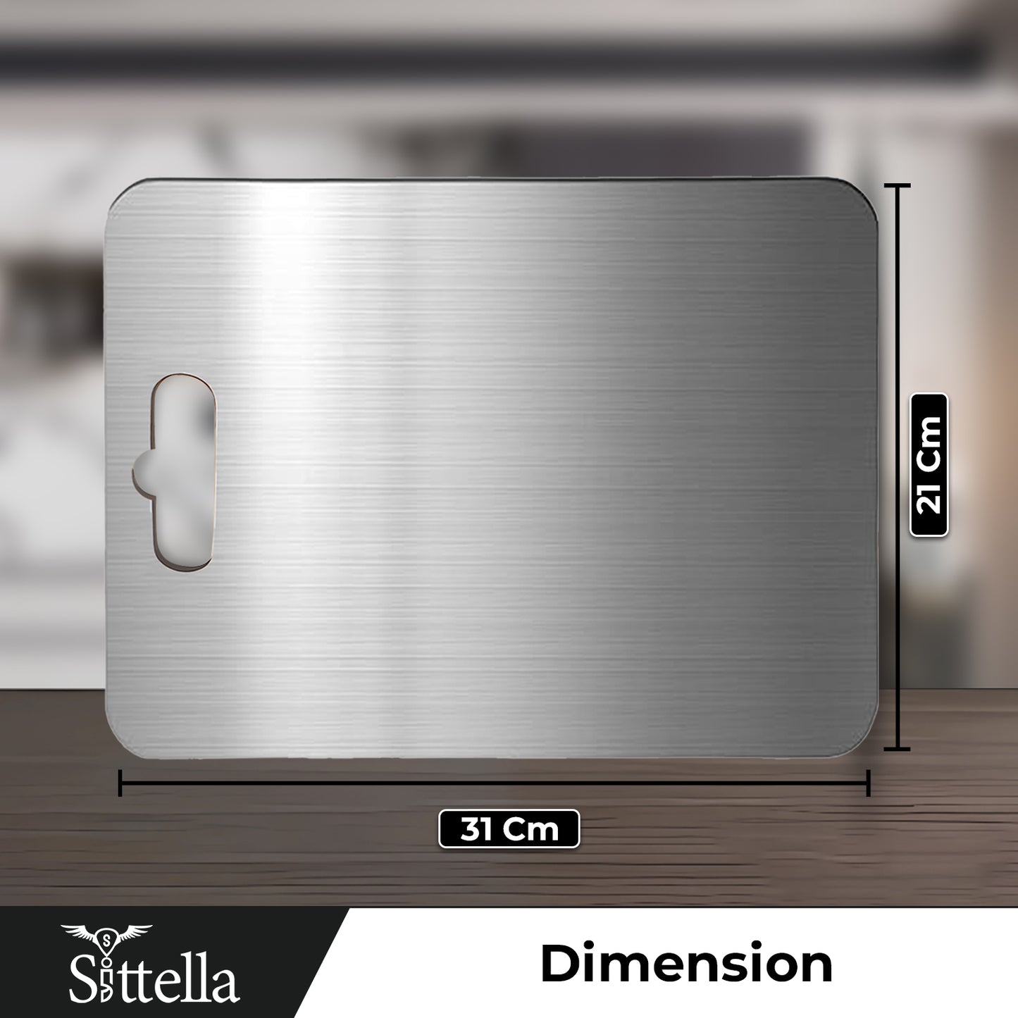 Stainless Steel Chopping Board with Handle | Compact Kitchen Cutting Board for Vegetables, Fruits & Meat | Hygienic, Anti-Slip & Easy to Clean Worktop Platform