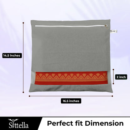 Saree Clothes Bags/Covers/Poches For Storage With Zip Closure (16 X 14 Inches, Grey