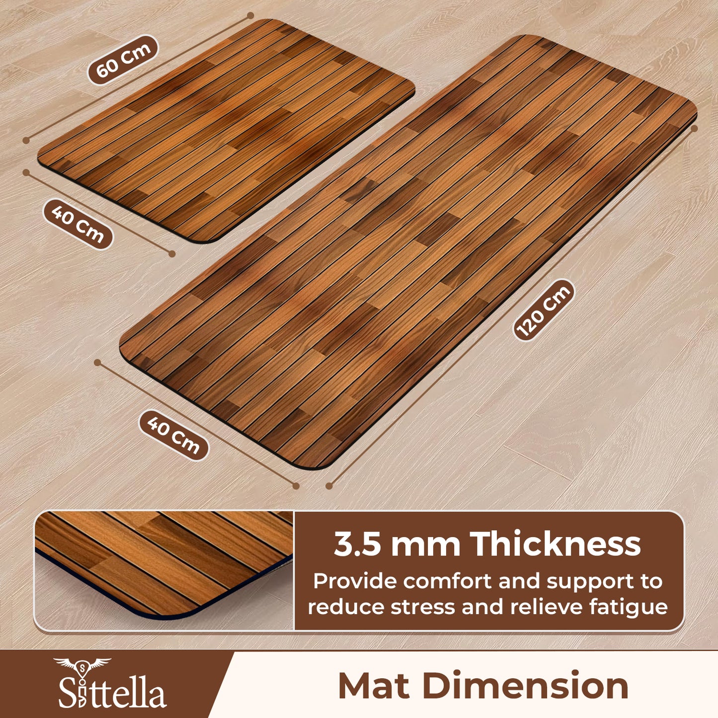 Anti-Skid Kitchen Mat Combo (2 Pcs) – Water Absorbent Rugs for Home & Kitchen, 3mm Thick Floor Mats – 120x40cm + 60x40cm