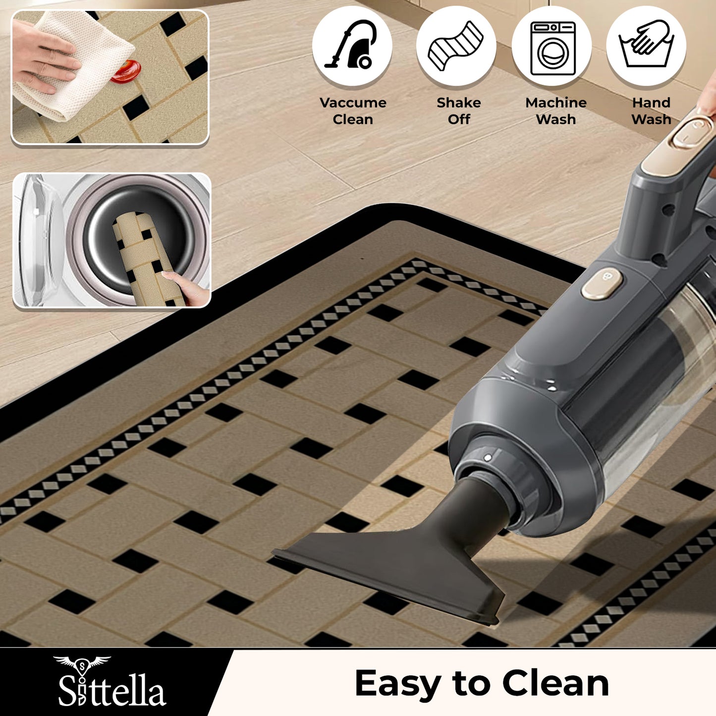 Anti-Skid Kitchen Mat Combo (2 Pcs) – Water Absorbent Rugs for Home & Kitchen, 3mm Thick Floor Mats – 120x40cm + 60x40cm