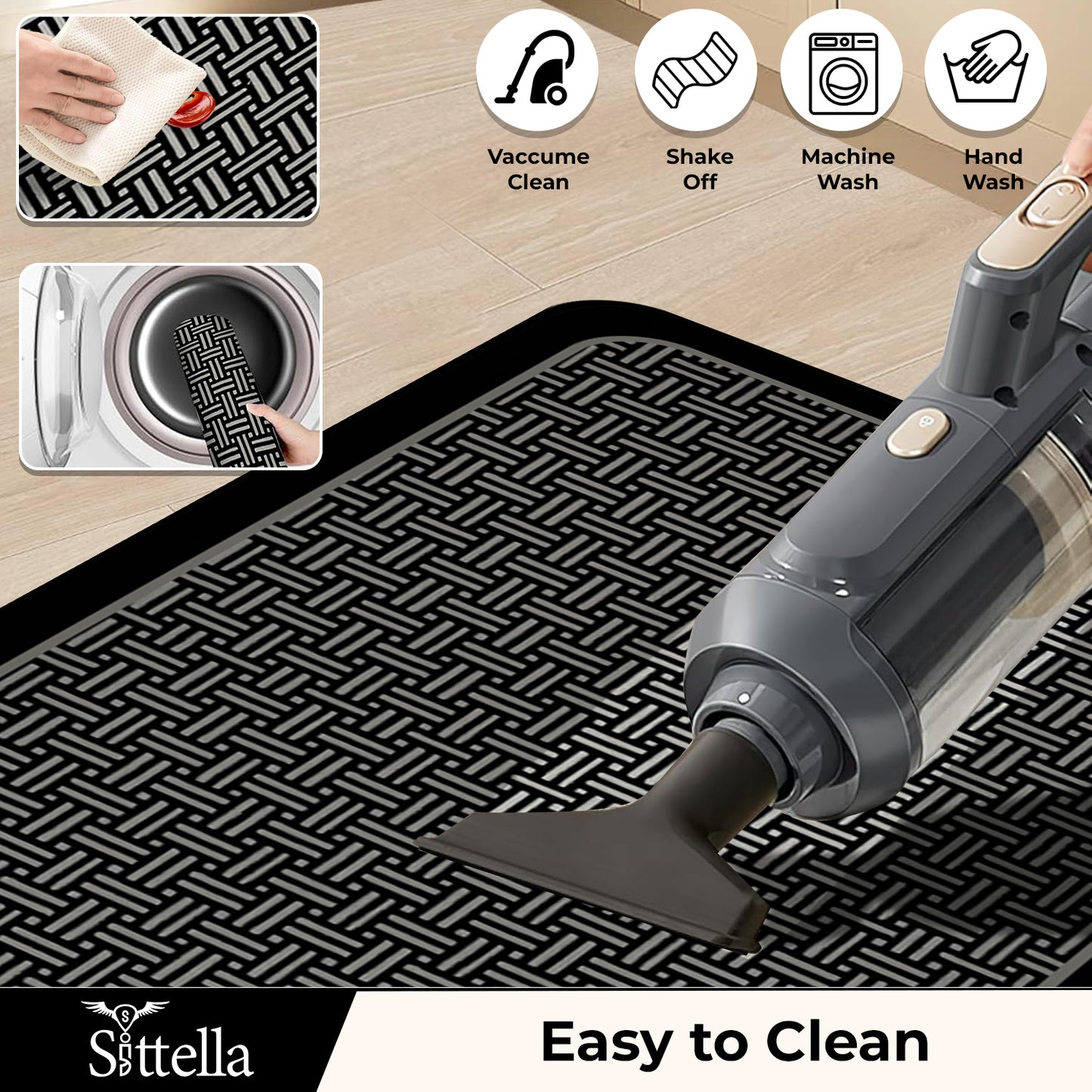 Anti-Skid Kitchen Mat Combo (2 Pcs) – Water Absorbent Rugs for Home & Kitchen, 3mm Thick Floor Mats – 120x40cm + 60x40cm