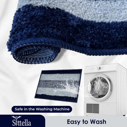 Anti-Skid Microfiber Bathroom Door Mat, Water Absorbent Floor mat (50X35cm) (Blue)