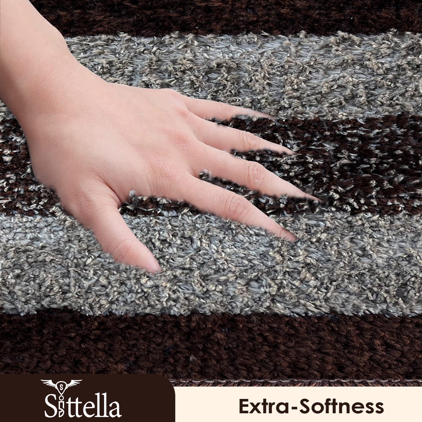 Anti-Skid Microfiber Bathroom Door Mat, Water Absorbent Floor mat (50X35cm) (Brown)