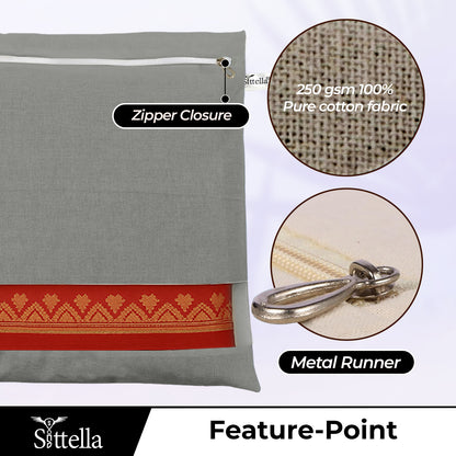 Saree Clothes Bags/Covers/Poches For Storage With Zip Closure (16 X 14 Inches, Grey