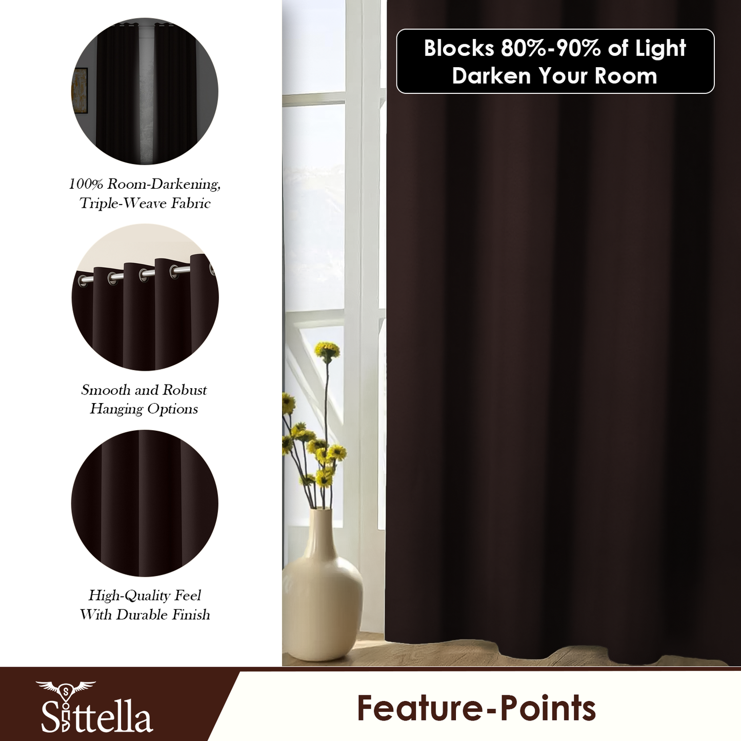 Premium Blackout Curtains for Bedroom & Living Room – 100% Light Blocking, Noise Reducing, Thermal Insulated Window Curtains for Home