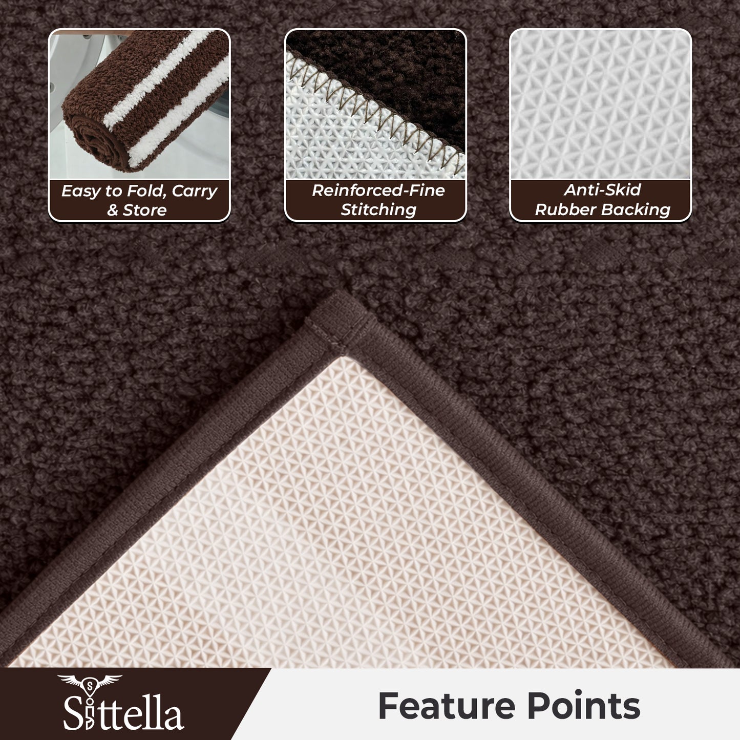 Sittella  ® 1500 GSM  | 60×40 cm| Microfiber Anti-Skid Bathroom Door Mat | Ultra Soft Plush & Super Absorbent | Quick-Dry, Washable Floor Rug for Bathroom & Door |Navy Blue