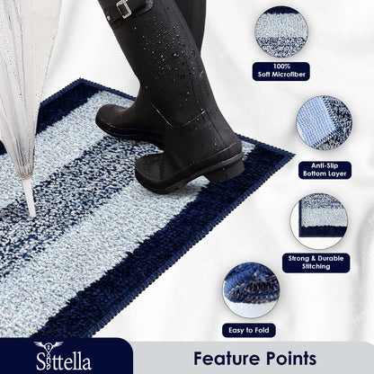 Anti-Skid Microfiber Bathroom Door Mat, Water Absorbent Floor mat (50X35cm) (Blue)