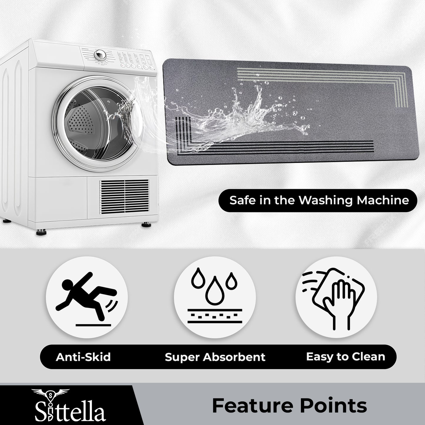 Sittella Kitchen Mat Combo Set | 45x100 cm + 45x120 cm | Water Absorbent Anti-Skid Kitchen Mat  for Home | Soft Standing Mat for Floor | Washable Carpet for Kitchen Platform (Copy)