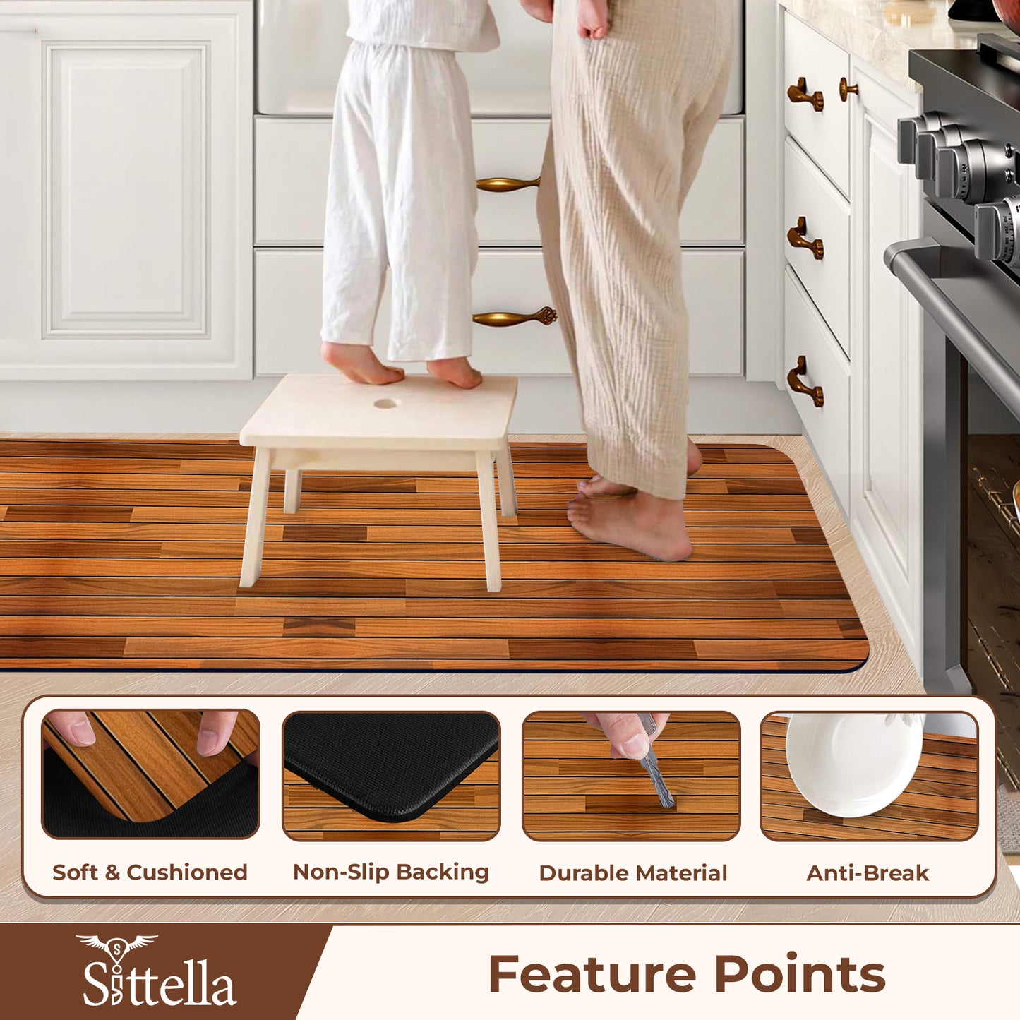 Anti-Skid Kitchen Mat Combo (2 Pcs) – Water Absorbent Rugs for Home & Kitchen, 3mm Thick Floor Mats – 120x40cm + 60x40cm