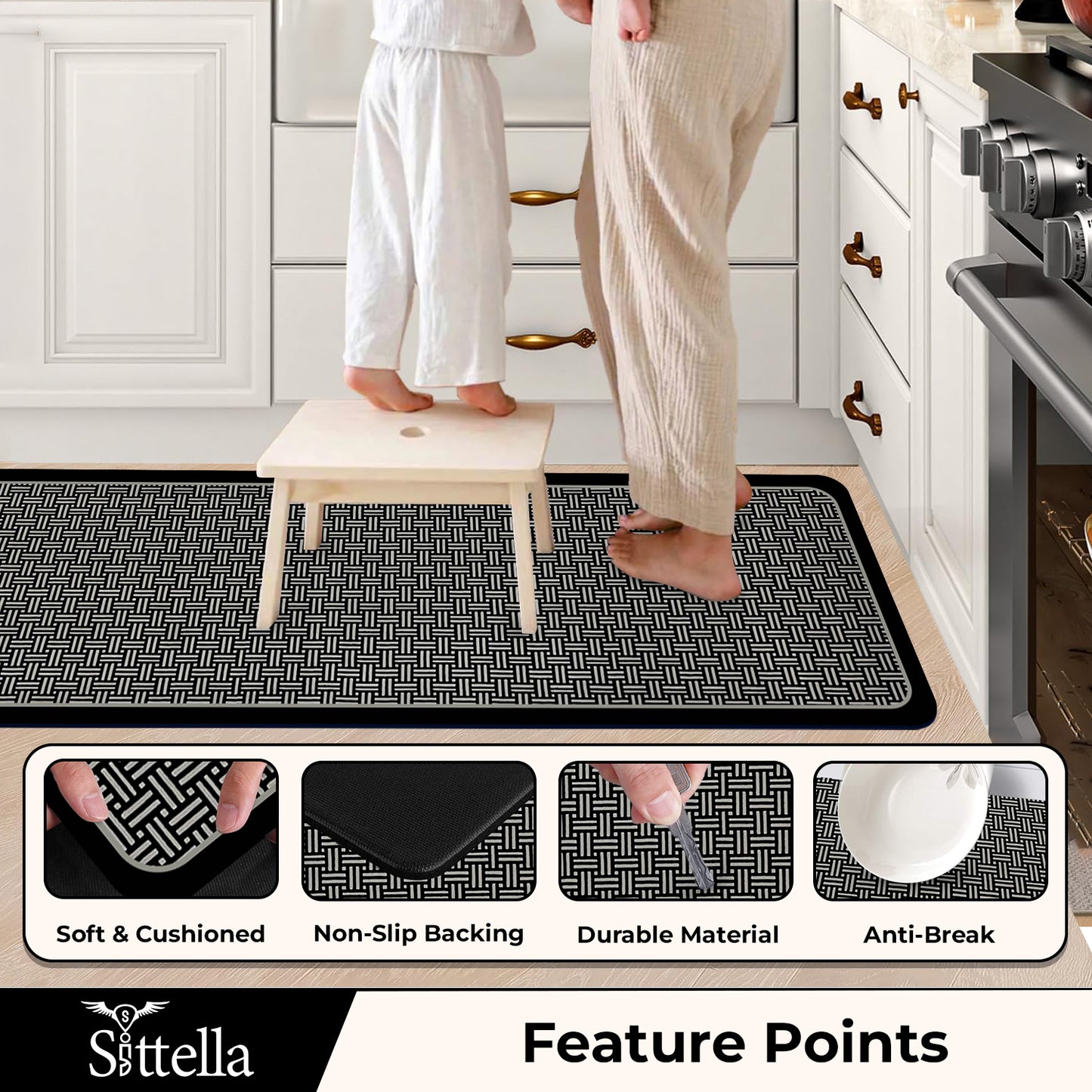 Anti-Skid Kitchen Mat Combo (2 Pcs) – Water Absorbent Rugs for Home & Kitchen, 3mm Thick Floor Mats – 120x40cm + 60x40cm