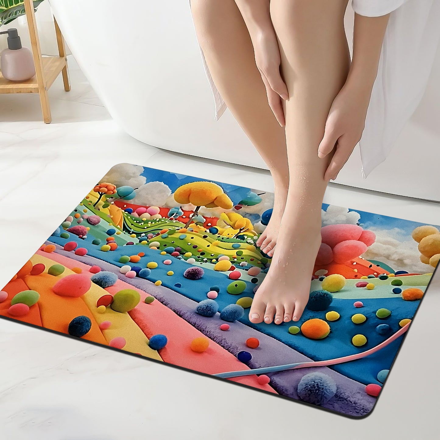 3D Abstract Print Anti-Skid Water Absorbent Bathroom Mat (40x60cm) - Abstract Print