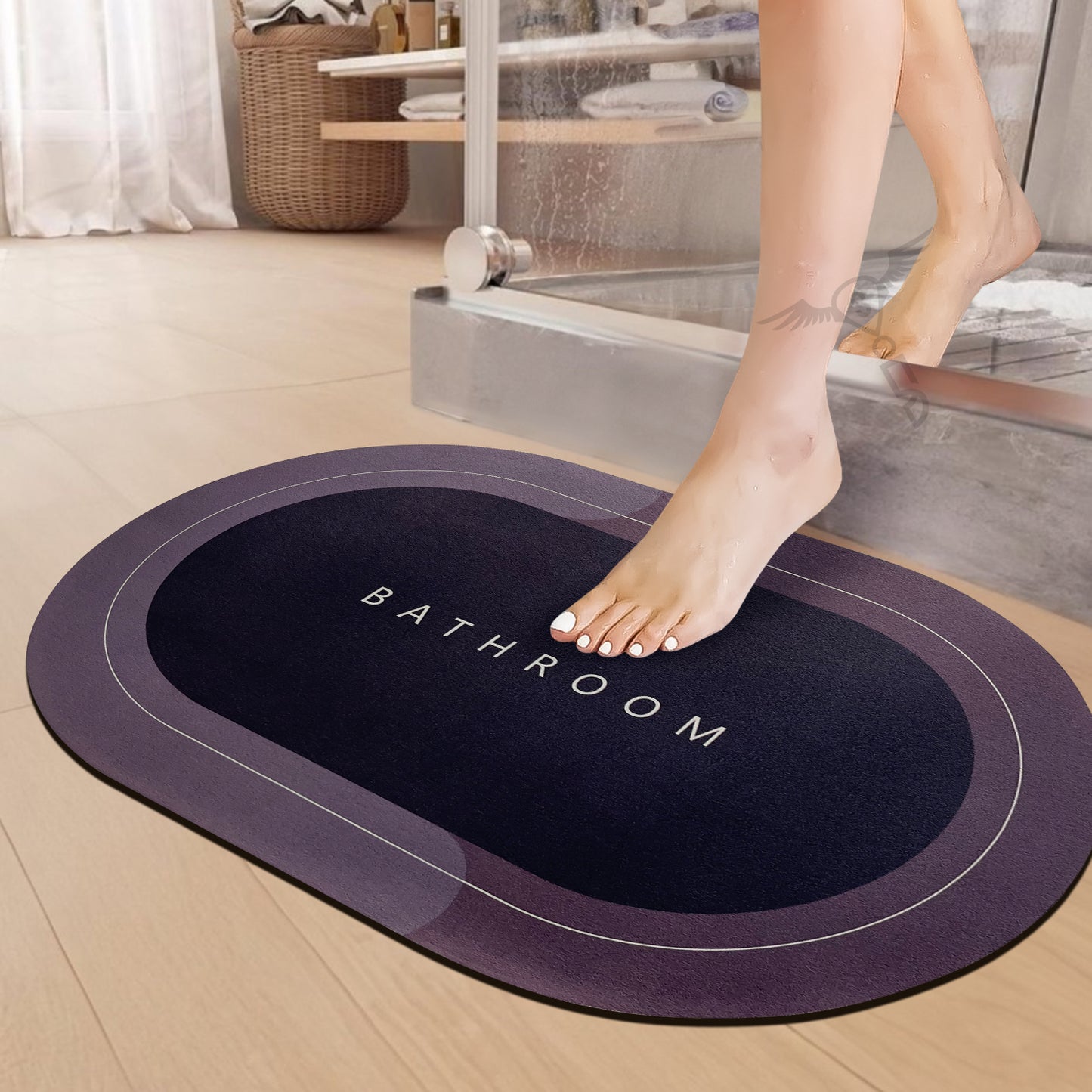 3.5mm Anti-Skid Water Soaking Bathroom Print Door Mat, Water Absorbent Mat (60x40cm, Gray)