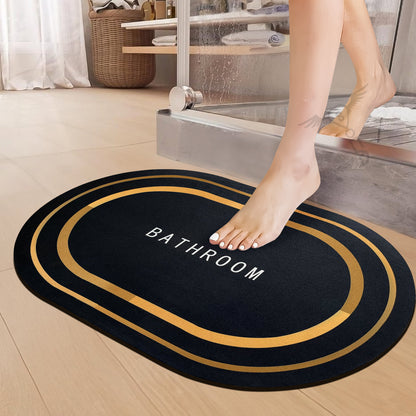 3.5mm Anti-Skid Water Soaking Bathroom Print Door Mat, Water Absorbent Mat (60x40cm, Gray)