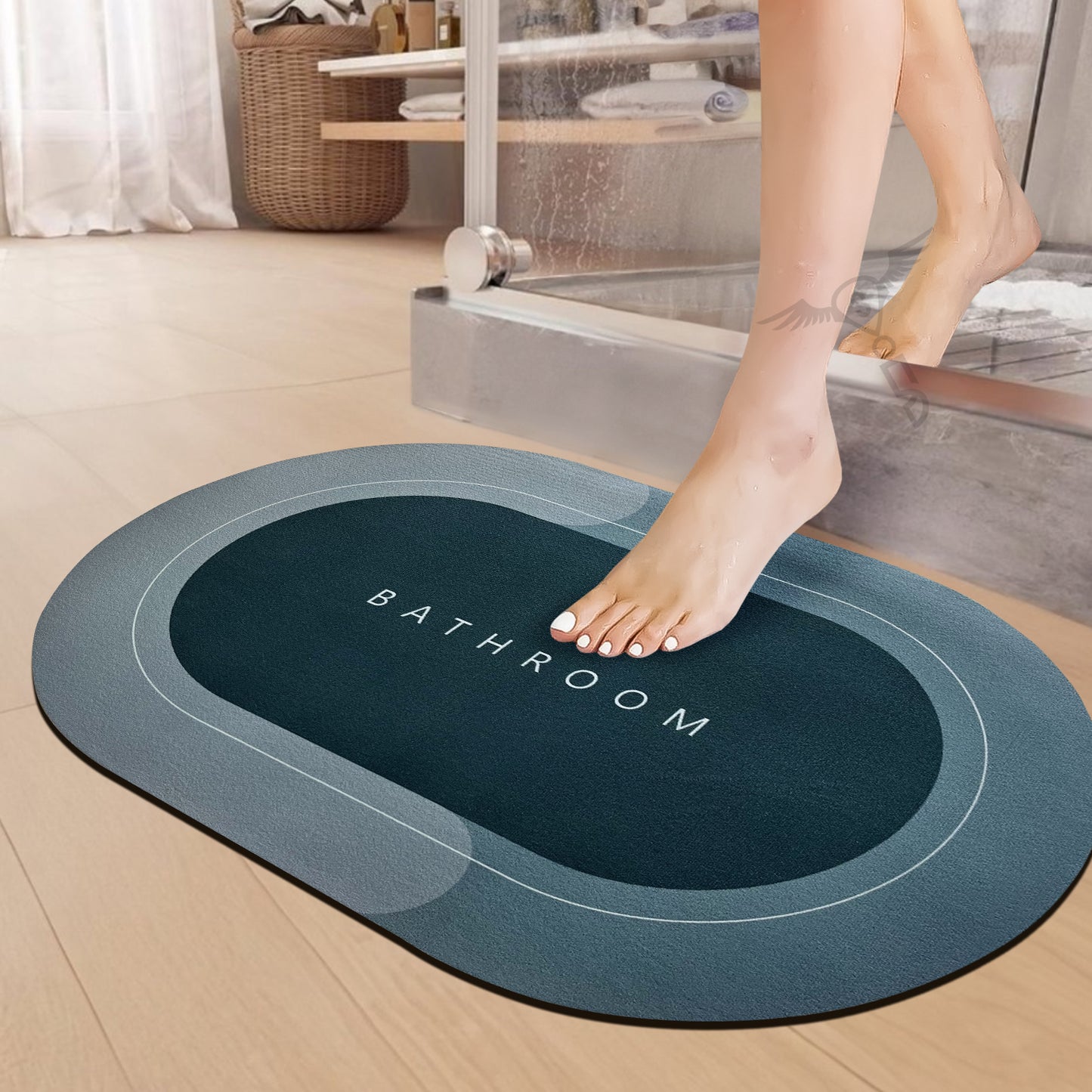 3.5mm Anti-Skid Water Soaking Bathroom Print Door Mat, Water Absorbent Mat (60x40cm, Gray)