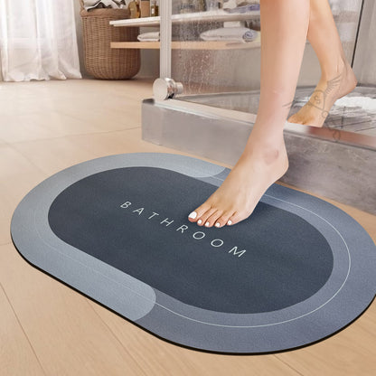 3.5mm Anti-Skid Water Soaking Bathroom Print Door Mat, Water Absorbent Mat (60x40cm, Gray)