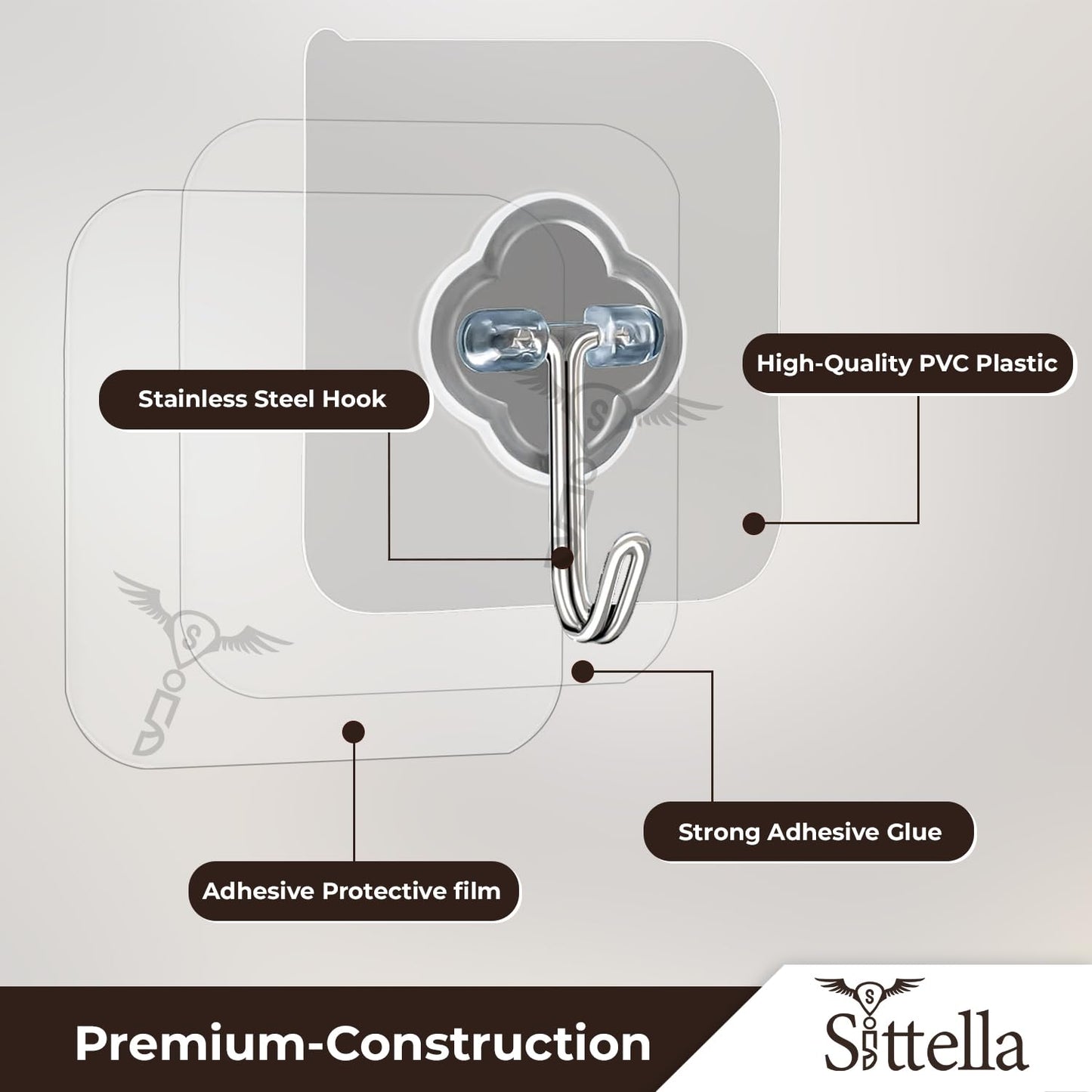 Stainless Steel Self Adhesive Heavy Duty J Wall Hook
