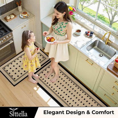 Anti-Skid Kitchen Mat Combo (2 Pcs) – Water Absorbent Rugs for Home & Kitchen, 3mm Thick Floor Mats – 120x40cm + 60x40cm