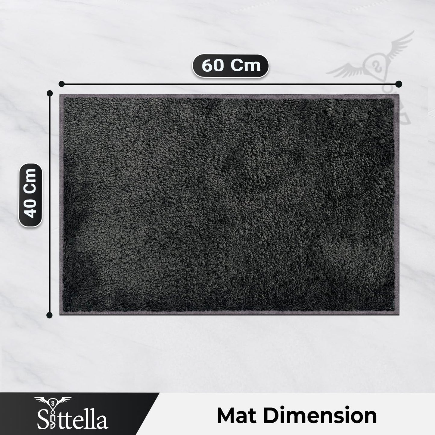 Sittella Premium 1800 GSM Microfiber Bath Mat | Super Soft, Anti-Skid & Highly Absorbent | Quick-Dry, Washable Rectangle Mat for Door,Bathroom & Kitchen 40x60