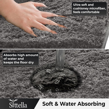 Sittella Premium 1800 GSM Microfiber Bath Mat | Super Soft, Anti-Skid & Highly Absorbent | Quick-Dry, Washable Rectangle Mat for Door,Bathroom & Kitchen 40x60