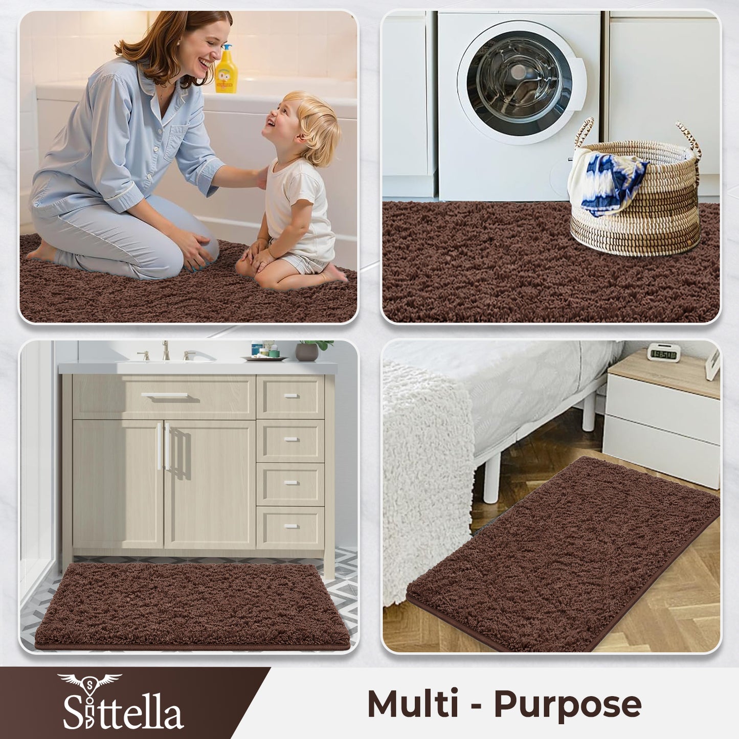Sittella Premium Microfiber Floor Mat – Super Soft, Highly Absorbent & Quick Dry | Anti-Slip Multipurpose Mat for Bathroom, Kitchen & Bedroom (40 x 60 )