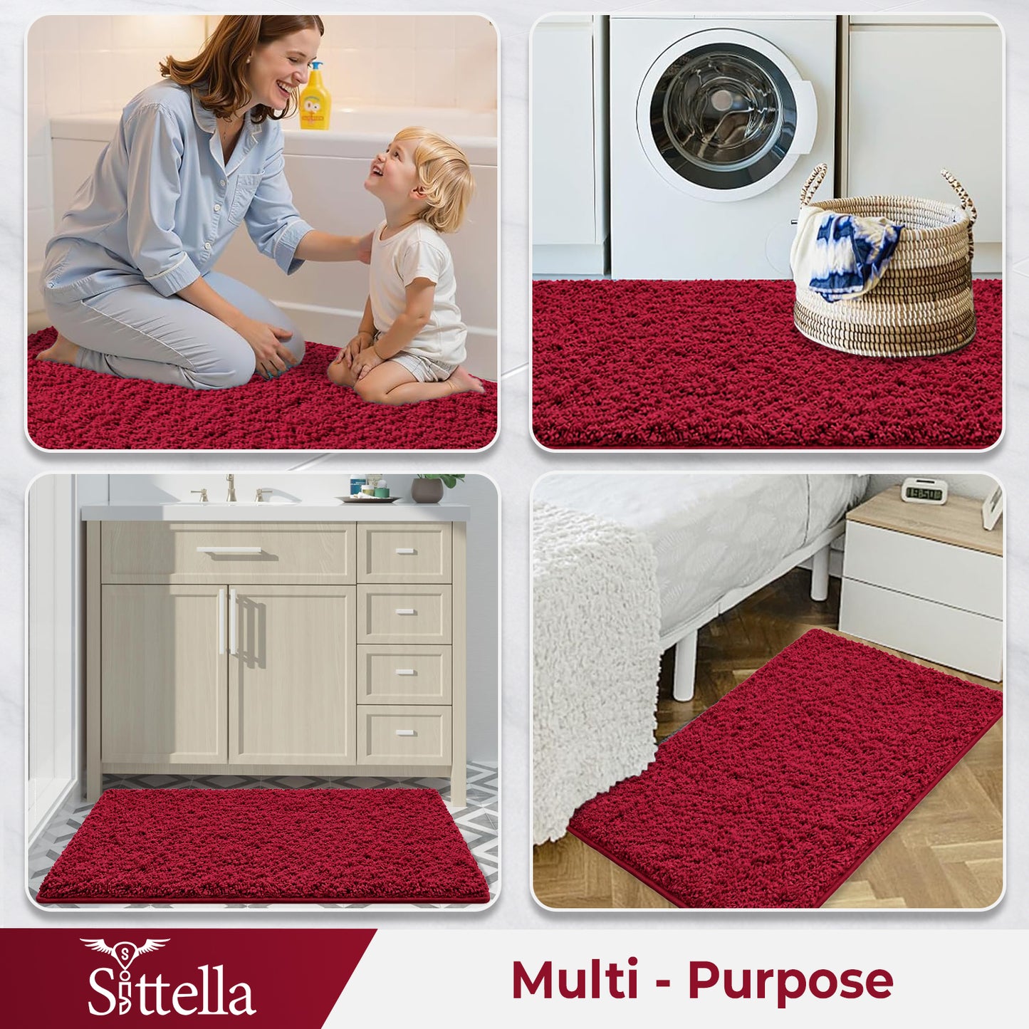 Sittella Premium Microfiber Floor Mat – Super Soft, Highly Absorbent & Quick Dry | Anti-Slip Multipurpose Mat for Bathroom, Kitchen & Bedroom (40 x 60 cm)