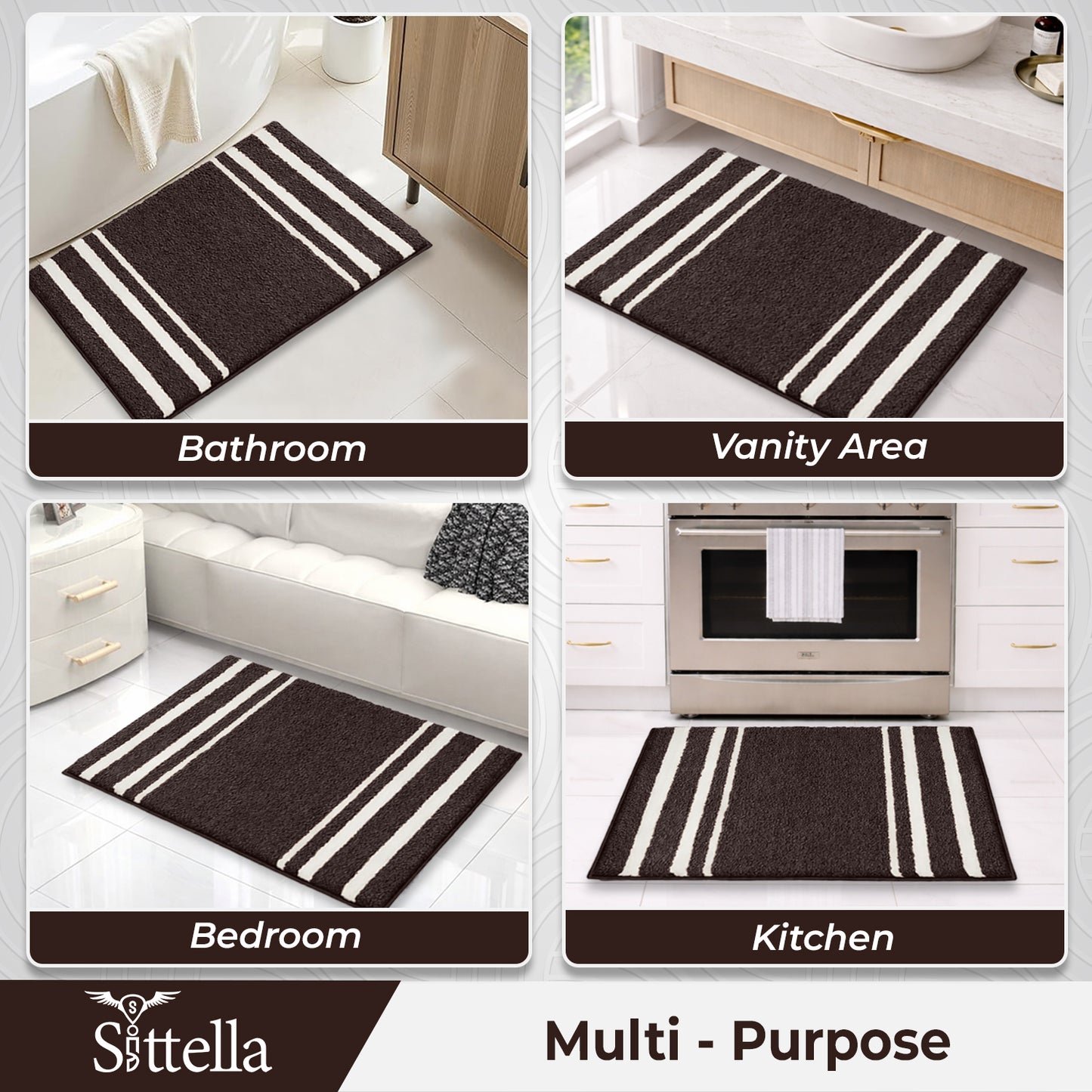 Sittella  ® 1500 GSM  | 60×40 cm| Microfiber Anti-Skid Bathroom Door Mat | Ultra Soft Plush & Super Absorbent | Quick-Dry, Washable Floor Rug for Bathroom & Door |Navy Blue