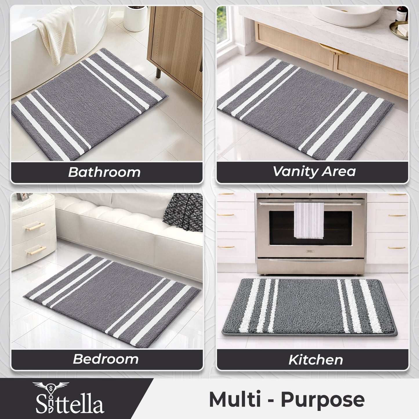 CANWAY ® 1500 GSM  | 60×40 cm| Microfiber Anti-Skid Bathroom Door Mat | Ultra Soft Plush & Super Absorbent | Quick-Dry, Washable Floor Rug for Bathroom & Door |Navy Blue