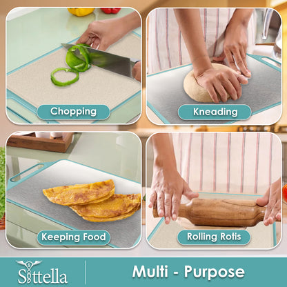 Sittella Large Stainless Steel Chopping Board – Heavy-Duty Metal Stainless steel Chopping Board for Kitchen | Premium Vegetable & Fruit Cutter Pad | Big Size 39×30.5×1.5 cm (Green)