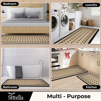 Anti-Skid Kitchen Mat Combo (2 Pcs) – Water Absorbent Rugs for Home & Kitchen, 3mm Thick Floor Mats – 120x40cm + 60x40cm