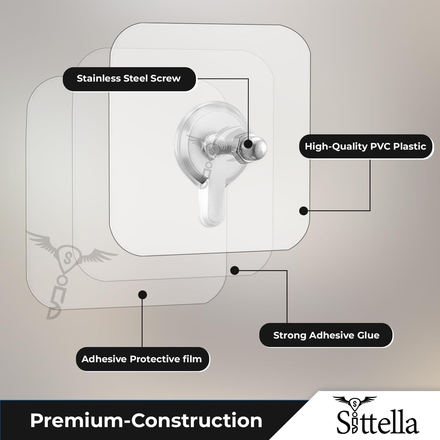 Stainless Steel Self Adhesive Heavy Duty Nail hook