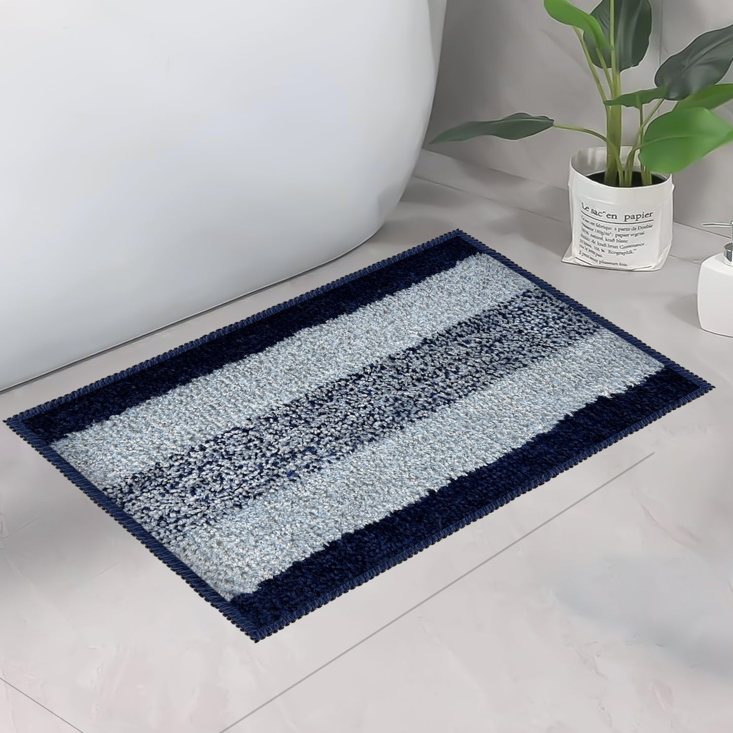 Anti-Skid Microfiber Bathroom Door Mat, Water Absorbent Floor mat (50X35cm) (Blue)