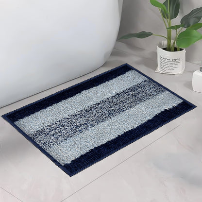 Anti-Skid Microfiber Bathroom Door Mat, Water Absorbent Floor mat (50X35cm) (Blue)