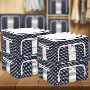 Double-Sided Zipper Wardrobe Organizer - Foldable & Durable Storage Box (Blue)