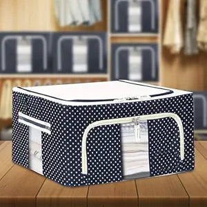 Double-Sided Zipper Wardrobe Organizer - Foldable & Durable Storage Box (Blue)