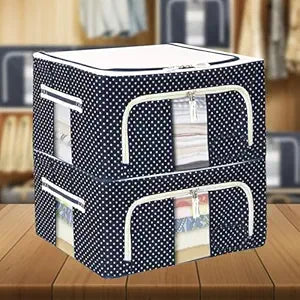 Double-Sided Zipper Wardrobe Organizer - Foldable & Durable Storage Box (Blue)