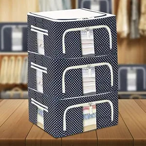 Double-Sided Zipper Wardrobe Organizer - Foldable & Durable Storage Box (Blue)