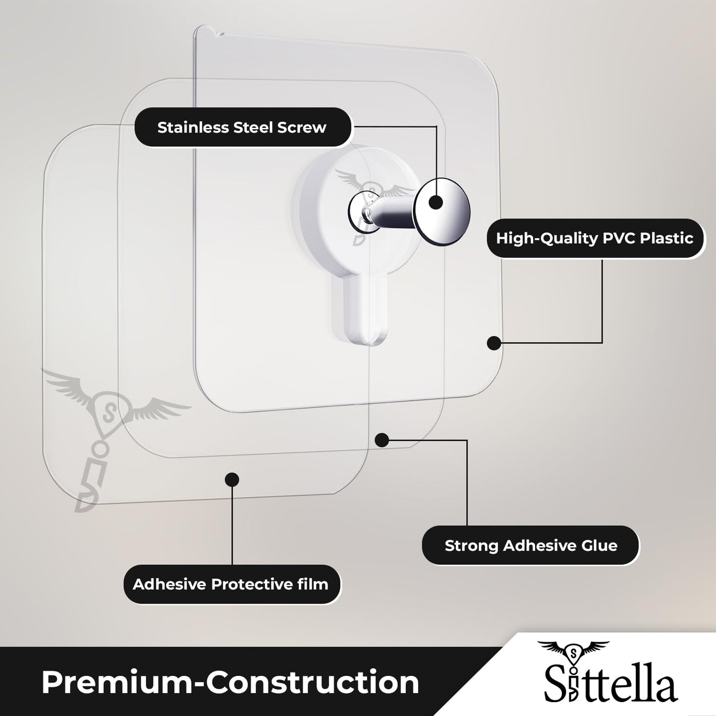 Stainless Steel Self Adhesive Heavy Duty Photo Wall Hook