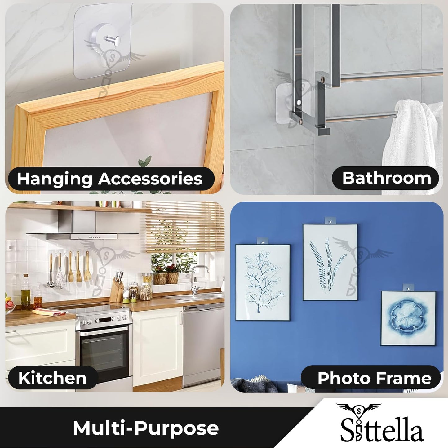 Stainless Steel Self Adhesive Heavy Duty Photo Wall Hook