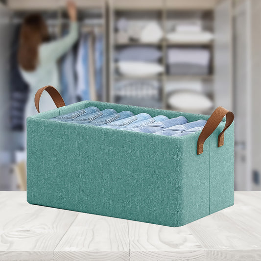 Foldable Wardrobe Organizer with Durable Handle (Green)