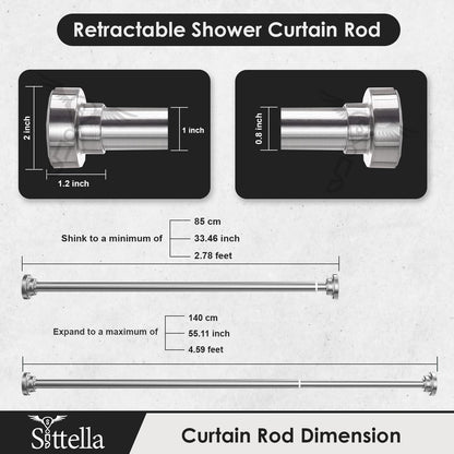 Extendable Shower Curtain Tension Rod Non-Drilling Anti-Skid Spring Pull Rod - (Stainless Steel, Silver)