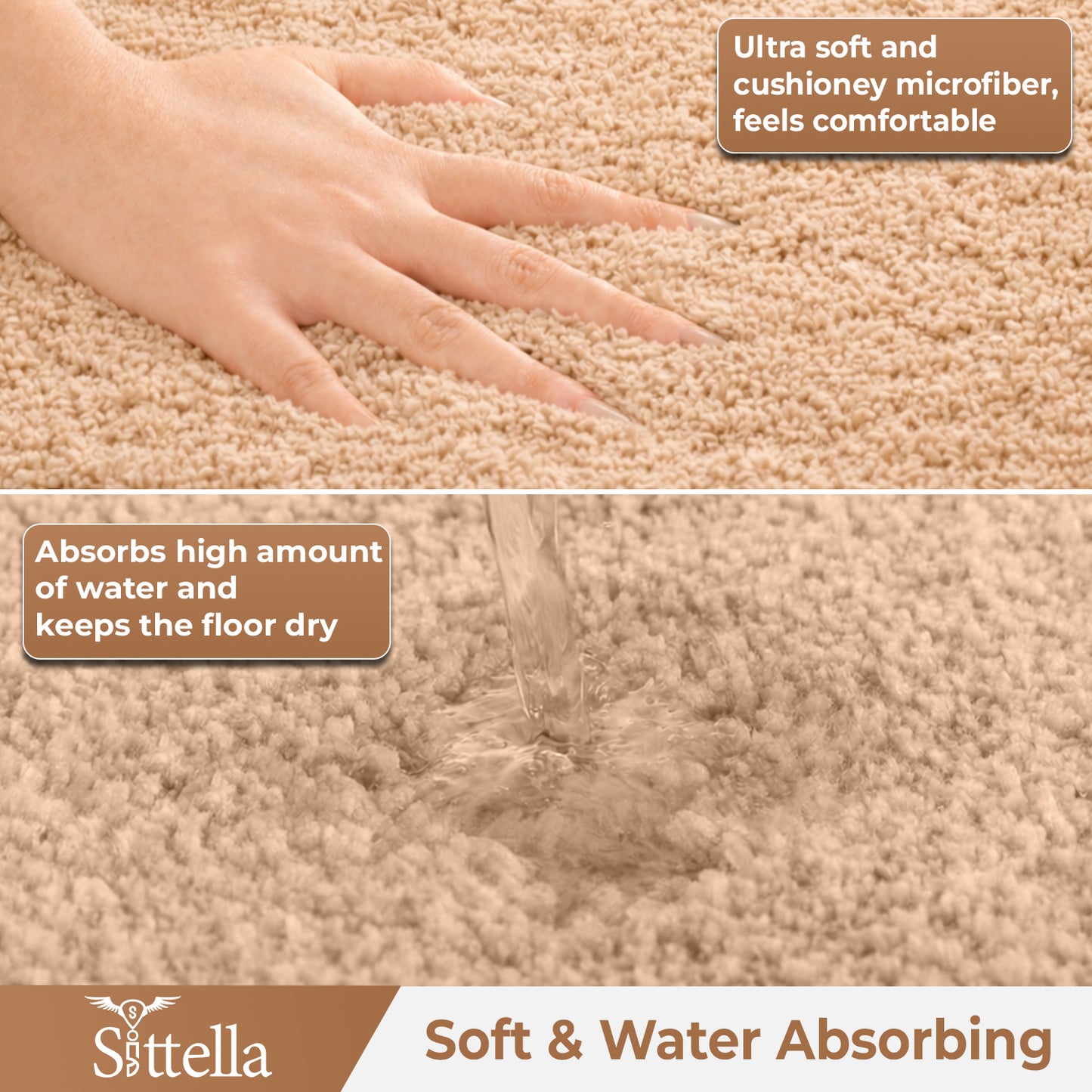 Sittella Premium Microfiber Floor Mat – Super Soft, Highly Absorbent & Quick Dry | Anti-Slip Multipurpose Mat for Bathroom, Kitchen & Bedroom (40 x 60 cm)