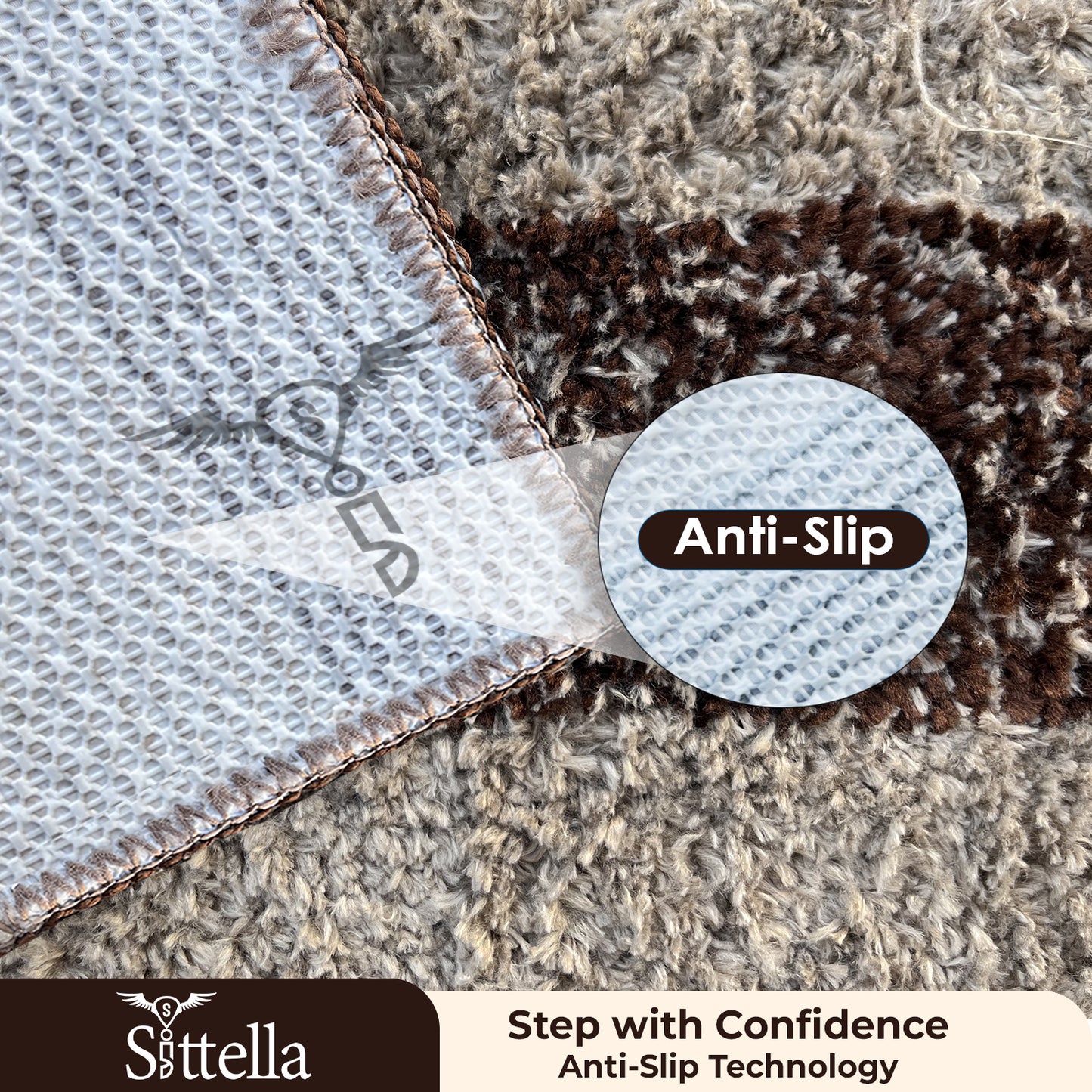 Anti-Skid Microfiber Bathroom Door Mat, Water Absorbent Floor mat (50X35cm) (Brown)