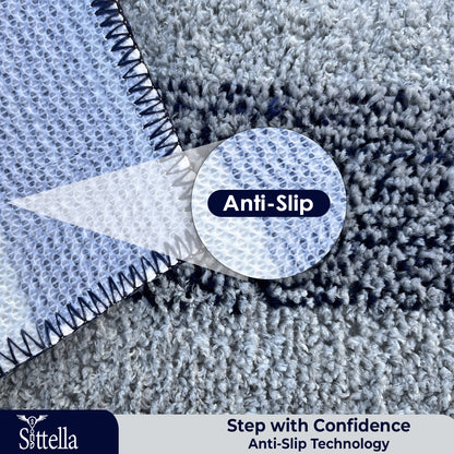 Anti-Skid Microfiber Bathroom Door Mat, Water Absorbent Floor mat (50X35cm) (Blue)