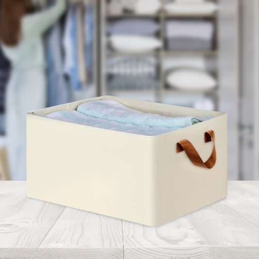 Foldable Wardrobe Organizer with Durable Handle (White)