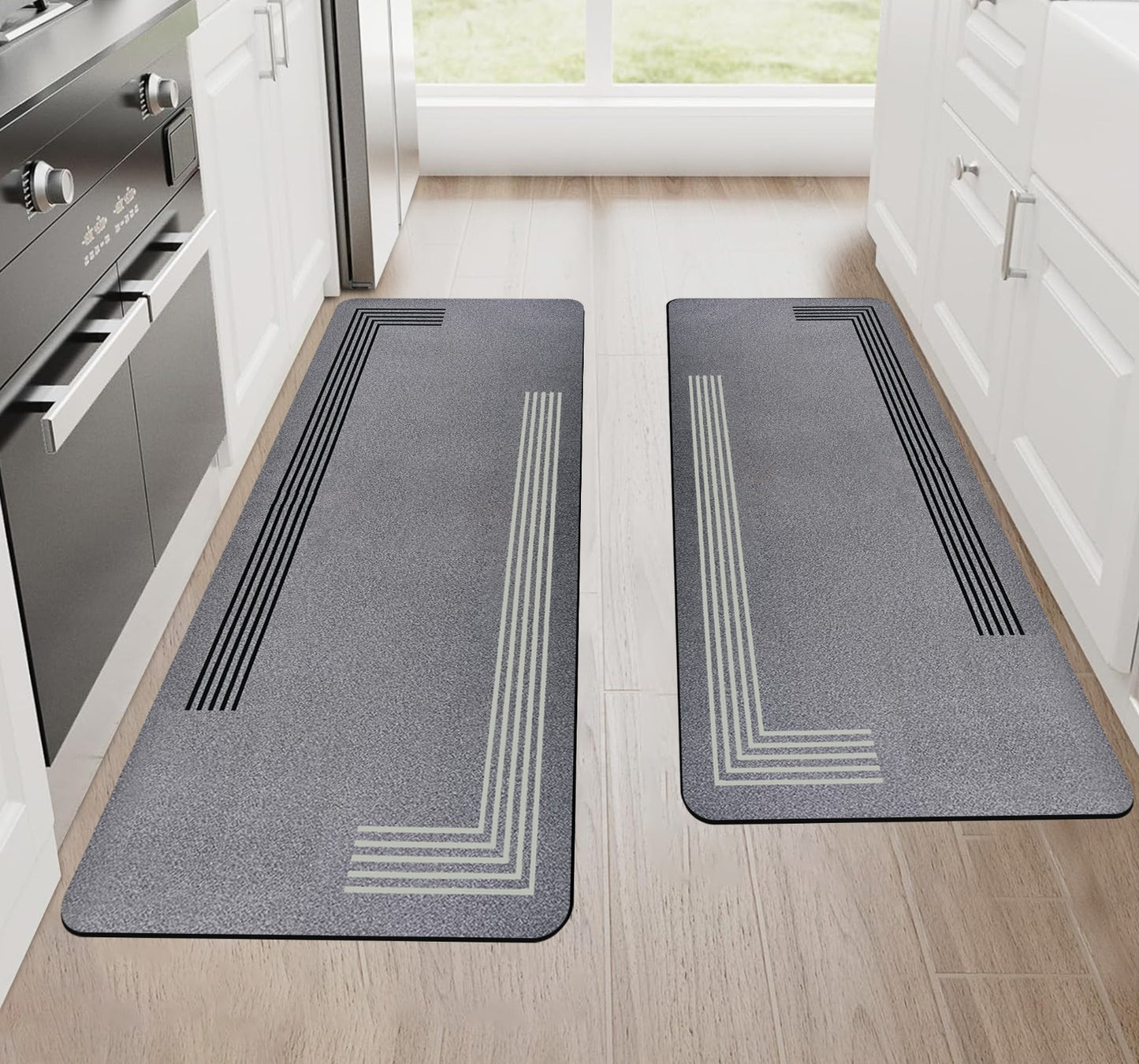 Sittella Kitchen Mat Combo Set | 45x100 cm + 45x120 cm | Water Absorbent Anti-Skid Kitchen Mat  for Home | Soft Standing Mat for Floor | Washable Carpet for Kitchen Platform (Copy)