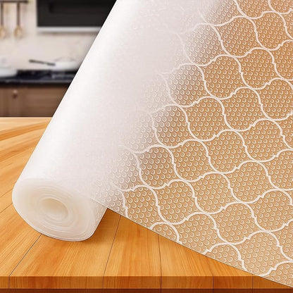Drawer Mat Multi-Purpose EVA Non-Slip Waterproof Kitchen & Bathroom Shelf Liner (White-sunflower_