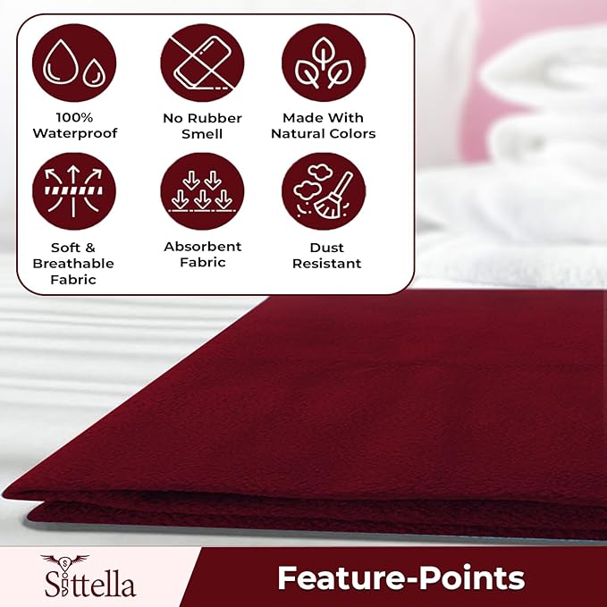 SITTELLA® Baby Waterproof Mattress Protector Sheet 70×50 cm – Quick Dry Washable (Maroon)